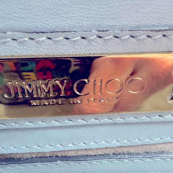 Auth Jimmy Choo Light Blue Star Studded 2way Mini Riley Satchel Top Hanfle Tote - Picture 14 of 15